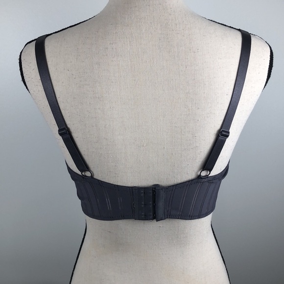 SALE 3/$40 NWT Body Embrace  t-shirt bra grey stripe with lace trim 38D - Picture 4 of 11
